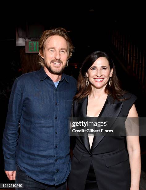 Owen Wilson and Michaela Watkins at the Los Angeles premiere of "Paint" held at The Theatre at Ace Hotel Downtown on March 23, 2023 in Los Angeles,...