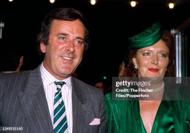 Radio and television broadcaster and author Terry Wogan with his wife Helen Joyce in London, circa 1987.