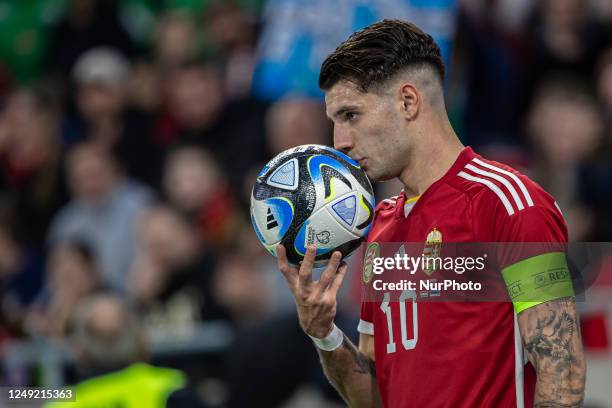 Dominik Szoboszlai of Hungary during the friendly match at Puskas Arena on March 23, 2023 in Budapest, Hungary.