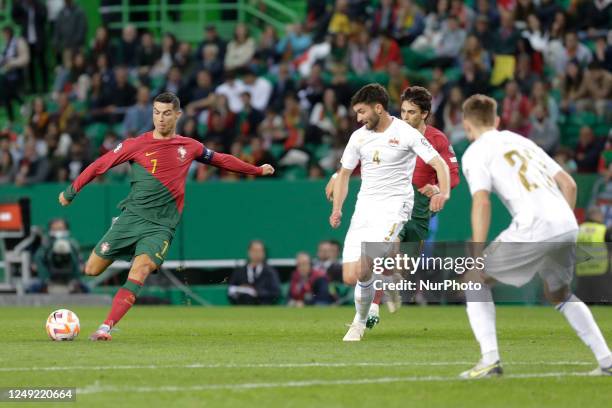 Cristiano Ronaldo forward of Portugal during the European Qualifiers match between Portugal and Liechtenstein at Estadio Jose Alvalade on 23th March,...