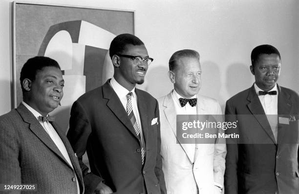 Portrait of recently installed Ministers of the newly created Republic of the Congo Joseph Kasongo , Prime Minister Patrice Lumumba and Joseph...