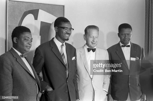 Portrait of recently installed Ministers of the newly created Republic of the Congo Joseph Kasongo , Prime Minister Patrice Lumumba and Joseph...