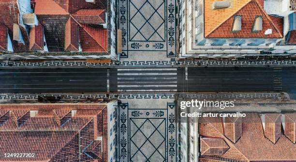 portuguese pavement from above - cobblestone sidewalk stock pictures, royalty-free photos & images