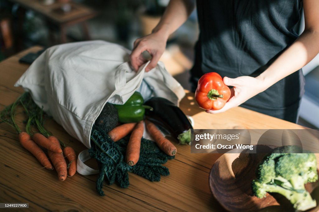 Young Woman Organising Groceries After Shopping