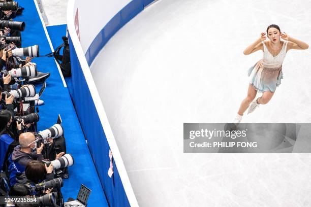 South Korea's Kim Ye-lim competes in the women's free skating during the ISU World Figure Skating Championships 2023 in Saitama on March 24, 2023.