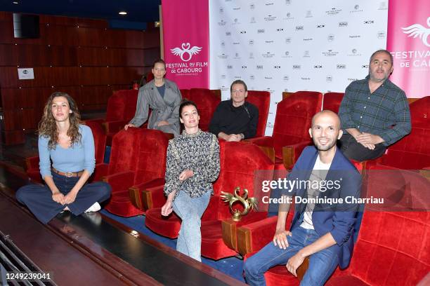 Jury Members Isild Le Besco, Benoit Magimel, Ahmed Hamidi and Dora Tillier, Festival President Guillaume Laurant, Aurelie Dupont and Issam Krimi pose...