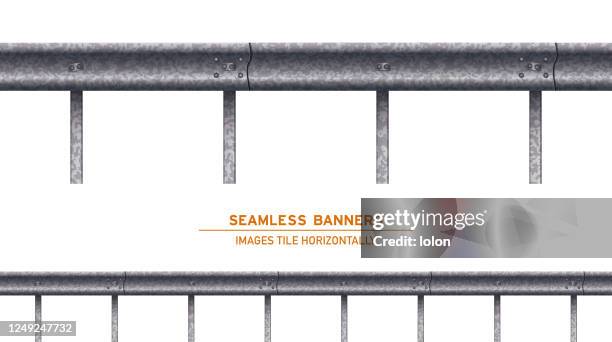 tileable guard rail banner set on white - galvanized stock illustrations