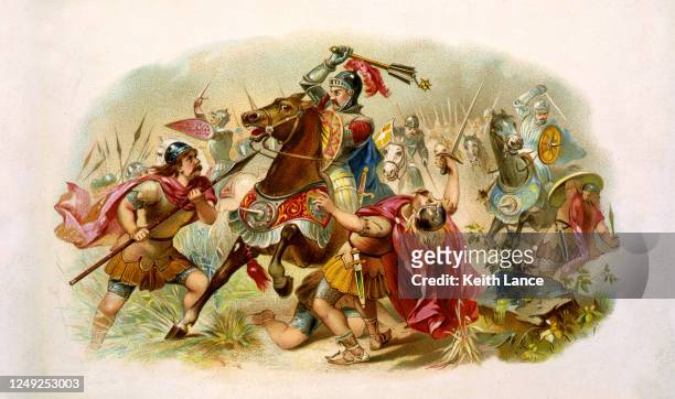 roman soldiers battle the teutonic tribes - ancient stock illustrations