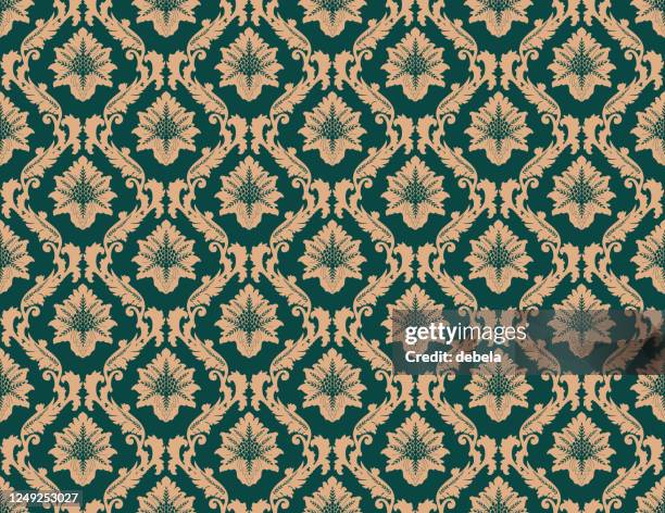 blue damask luxury decorative textile pattern - damask stock illustrations