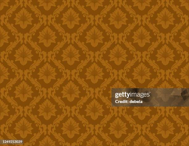 gold damask luxury decorative textile pattern - damask background stock illustrations