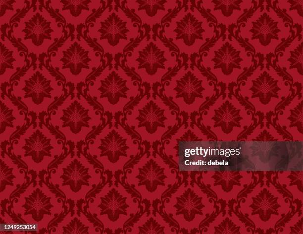 red damask luxury decorative textile pattern - damask background stock illustrations