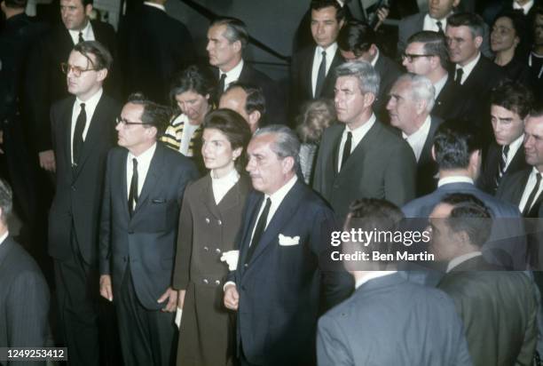 Jacqueline Kennedy and Stanisław Albrecht Radziwill at St Patrick's Cathedral after arrival of Robert Kennedy's body, 8th June 1968.
