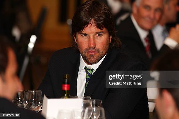 Australian captain Pat Rafter attends the official dinner ahead of the Davis Cup World Group Playoff Tie between Australia and Switzerland at The...