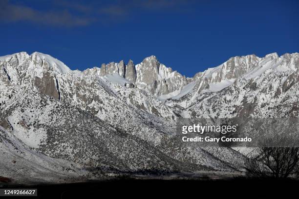 Mount Whitney, the highest mountain in the contiguous United States and the Sierra Nevada, with an elevation of 14,505 feet, is located on the east...