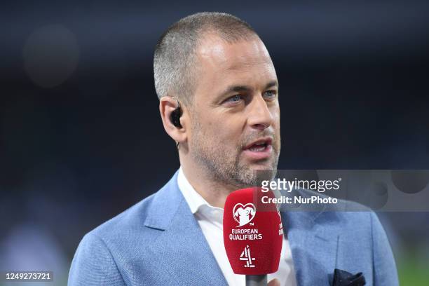 Former West Ham, Chelsea and England footballer Joe Cole pictured as a guest for Channel 4 during the UEFA Euro 2024 qualifiers match between Italy...