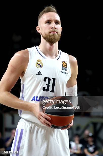 Dzanan Musa, #31 of Real Madrid during the 2022-23 Turkish Airlines EuroLeague Regular Season Round 30 game between Virtus Segafredo Bologna and Real...