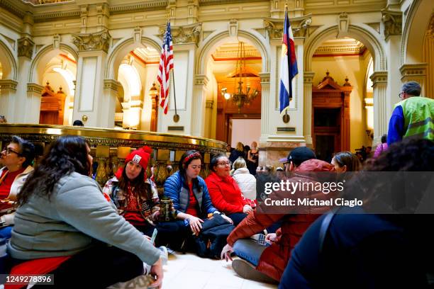 Students and teachers fill the Colorado State Capitol in an attempt to meet with legislators and the governor during a protest to end gun violence in...