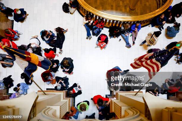 Students and teachers fill the Colorado State Capitol in an attempt to meet with legislators and the governor during a protest to end gun violence in...