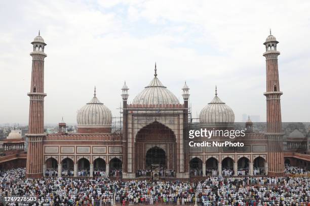 Muslim devotees offer First Friday prayers at Jama Masjid on the first day of the holy month of Ramadan, in New Delhi, India, Friday, March 24, 2023.