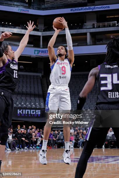 Skal Labissiere of the Mexico City Capitanes shoots the ball against the Stockton Kings on March 24, 2023 at Golden 1 Center in Sacramento,...