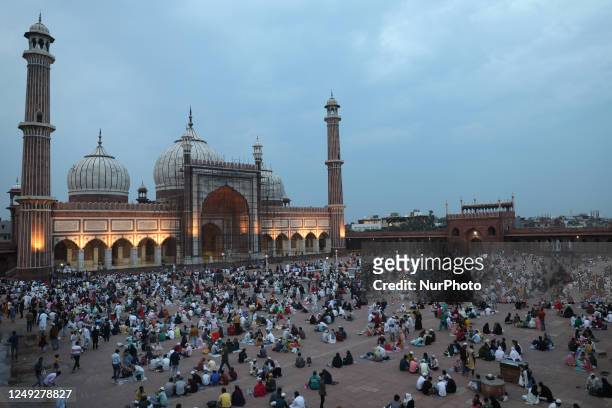 Muslims gathered at Jama Masjid to break their fast on the first day of the holy month of Ramadan, in New Delhi, India, Friday, March 24, 2023.