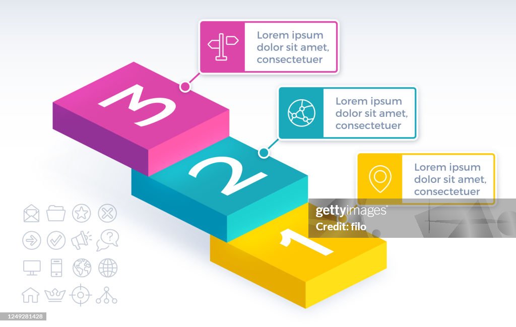 Drei-Stufen-Treppen-Infografik