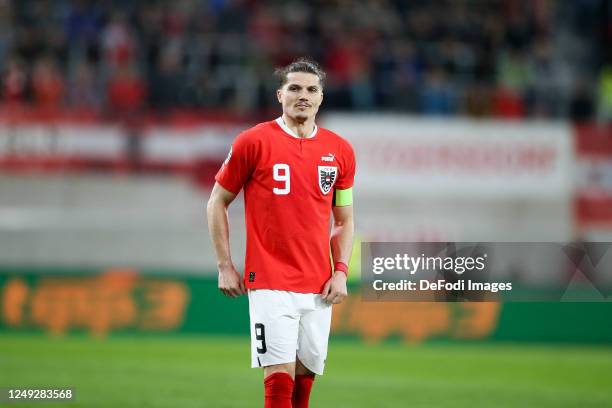 Marcel Sabitzer of Austria gestures during the UEFA EURO 2024 qualifying round group F match between Austria and Azerbaijan at Raiffeisen Arena on...