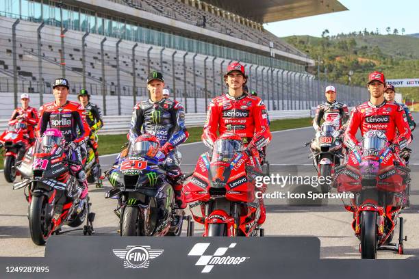 Francesco Bagnaia of Ducati Lenovo Team, Fabio Quartararo of Monster Energy Yamaha MotoGP and Enea Bastianini of Ducati Lenovo Team during riders...