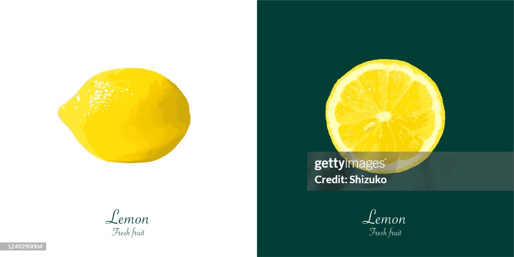 Lemon from background of white and dark green