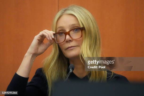 Gwyneth Paltrow testifies during her trial on March 24 in Park City, Utah. Terry Sanderson is suing actress Gwyneth Paltrow for $300 claiming she...