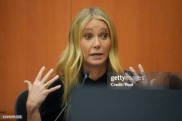 Gwyneth Paltrow testifies during her trial on March 24 in Park City, Utah. Terry Sanderson is suing actress Gwyneth Paltrow for $300 claiming she...