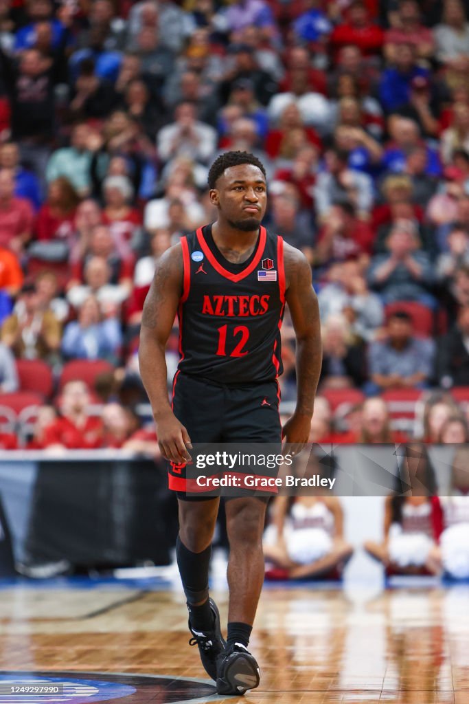 Darrion Riddle Darrion Trammell of the San Diego State Aztecs on the court against ...