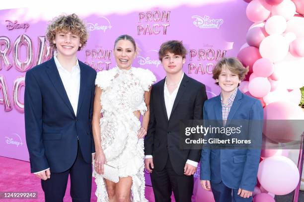 Oliver McLanahan Phillips, Julie Bowen, Bryce Hall and Gustav Phillips at the premiere of "Prom Pact" held at the Wilshire Ebell Theatre on March 24,...