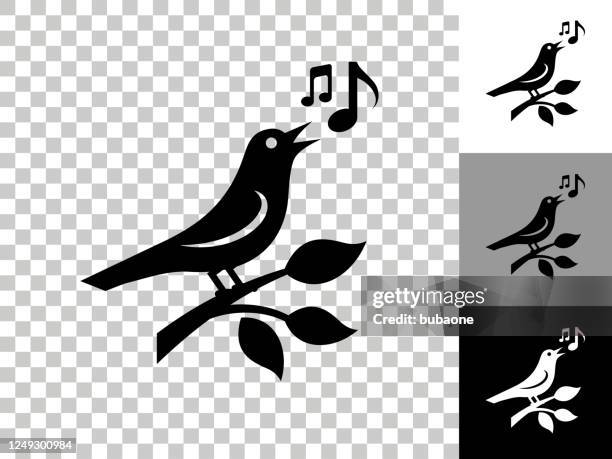 bird icon on checkerboard transparent background - singing stock illustrations
