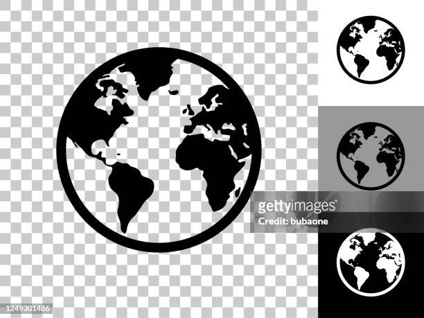 globe icon on checkerboard transparent background - united states map black and white stock illustrations