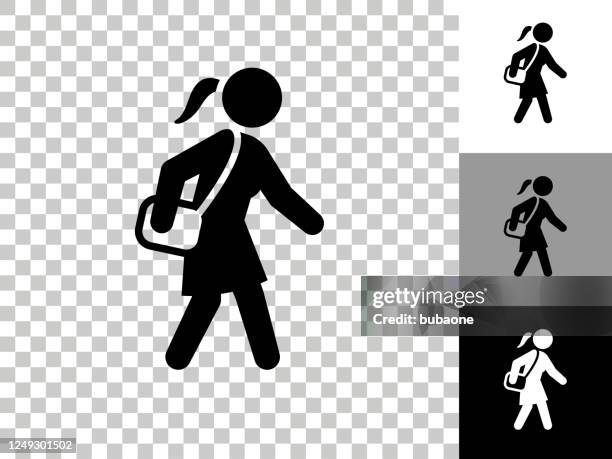 going to work icon on checkerboard transparent background - handbag icon stock illustrations