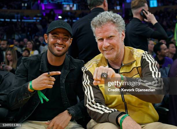 Carlos Vela of Los Angeles FC and actor\comedian Will Ferrell, a part-owner of the Los Angeles Football Club, attend the Oklahoma City Thunder and...