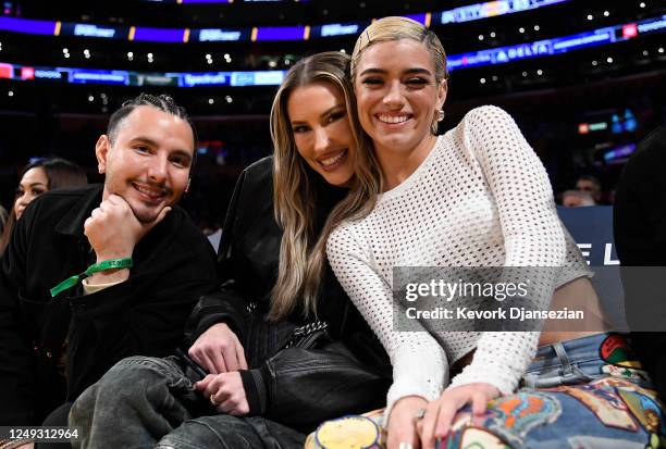 Dixie D'Amelio Steven Tyler and Katie Hoaldridge attend the Oklahoma City Thunder and Los Angeles Lakers game at Crypto.com Arena on March 24, 2023...