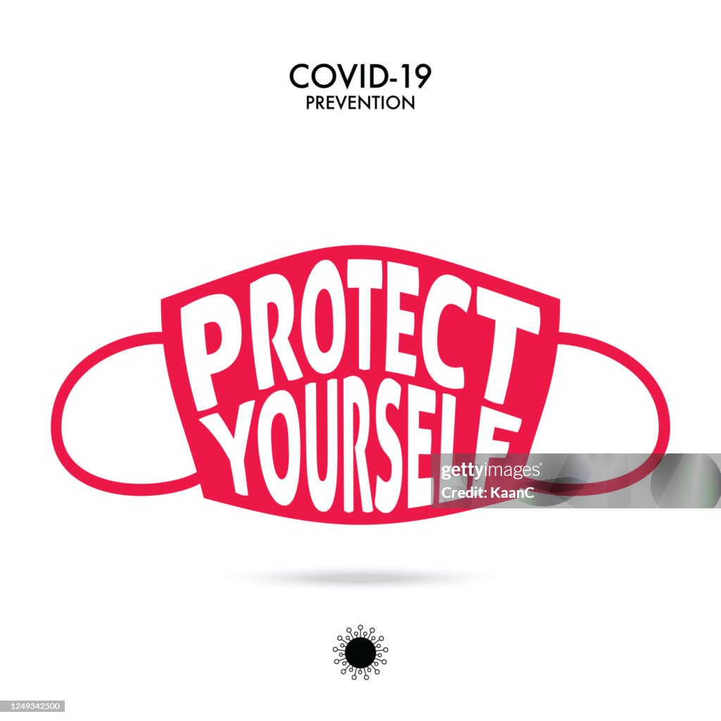 Wuhan Virus Disease vector icon with face mask. China Novel Coronavirus Disease concept design stock illustration. Covid-19 Vector Template