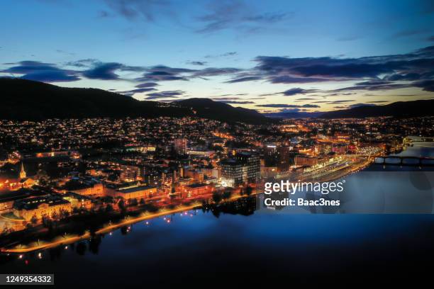 sunset in drammen city, norway - buskerud stock pictures, royalty-free photos & images