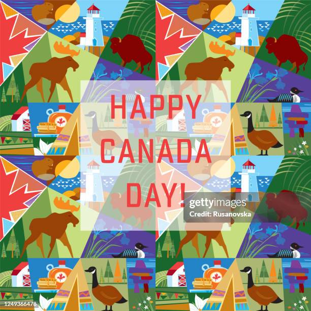 happy canada day! - peggys cove lighthouse stock illustrations