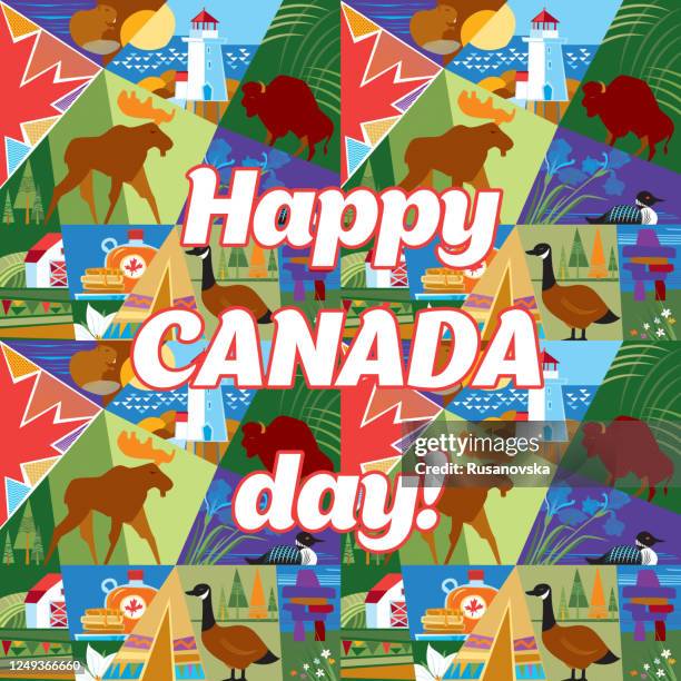 happy canada day! - peggys cove lighthouse stock illustrations
