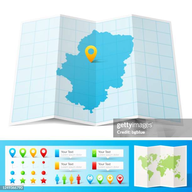 aragon map with location pins isolated on white background - world map flat grid stock illustrations