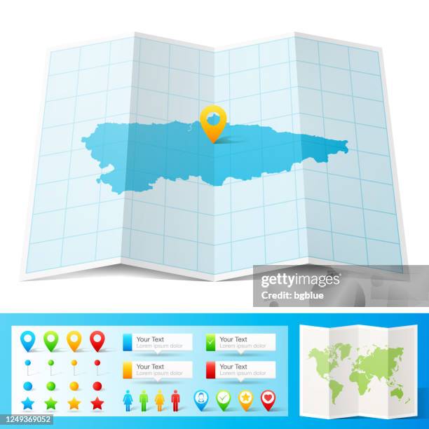 白い背景に分離された位置ピンを持つアストゥリアス地図 - アストゥリアス点のイラスト素材／クリップアート素材／マンガ素材／アイコン素材