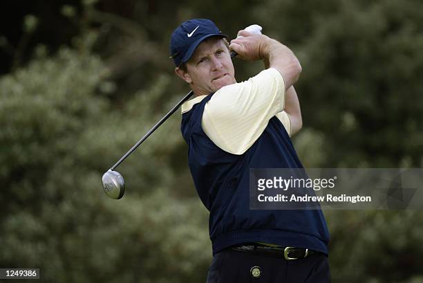 Scott Laycock of Australia in action during the first round of the 131st Open Championships at Muirfield Golf Club in Gullane, Scotland on July 18,...