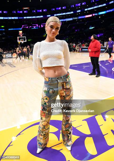 Dixie D'Amelio attends the Oklahoma City Thunder and the Los Angeles Lakers game at Crypto.com Arena on March 24, 2023 in Los Angeles, California.