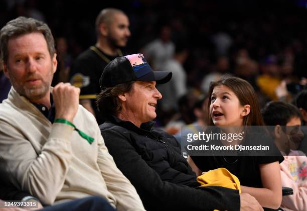 Jason Bateman and his daughter Francesca Nora Bateman attend the Oklahoma City Thunder and Los Angeles Lakers game at Crypto.com Arena on March 24,...