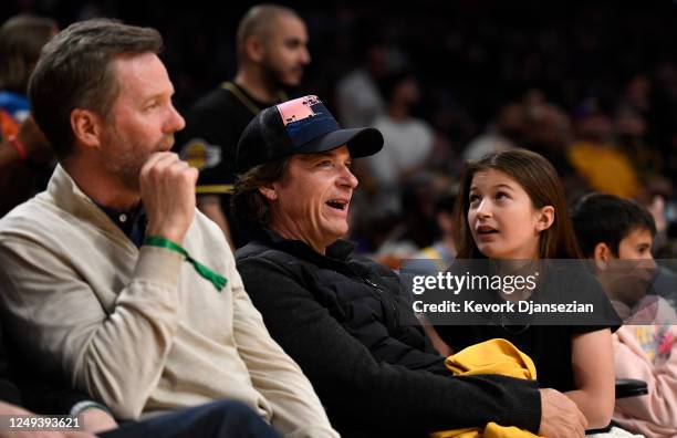 Jason Bateman and his daughter Francesca Nora Bateman attend the Oklahoma City Thunder and Los Angeles Lakers game at Crypto.com Arena on March 24,...