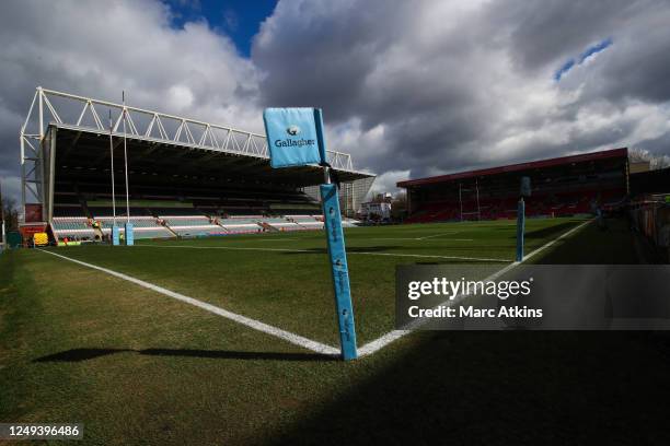 General view of Mattioli Woods Welford Road Stadium prior to the Gallagher Premiership Rugby match between Leicester Tigers and Bristol Bears at...