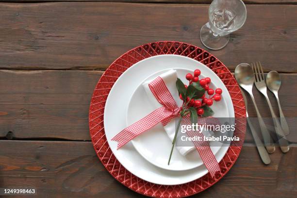 christmas table setting - wedding table setting imagens e fotografias de stock